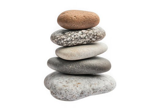 Stacked stones zen rocks balance pebbles cairn meditation harmony serenity spa wellness still life peaceful nature isolated on transparent background - Powered by Adobe