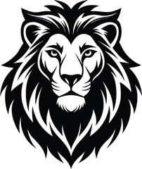 lion head silhouette vector style with transparent background illustration design for wildlife, mammal, jungle king