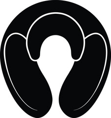 Neck Pillow travel doodle silhouette vector illustration design for relaxation, flight, graphic, dream, resting, support, neck, soft, sleep, trip, isolated, comfort, comfortable, neck pillow