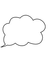 飛び跳雲の吹き出し・シンプル（白黒４）