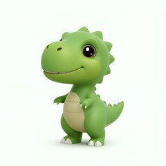 Fototapeta premium Cute 3D Green Dinosaur Character for Tech and Business Use on Transparent Background