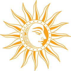 Vintage Sun Portrait Vector Icon With Mythological References illustration, symbol, yellow, sunbeam, graphic, sunshine, shine, shiny, clip art, ray, heat, sunrise, weather, sunlight, sunny, sunburst, 