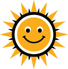 happy sun, smiling sun cartoon design ray, sunlight, sunbeam, graphic illustration vector icon