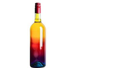 A colorful bottle of wine, white background --ar 16:9