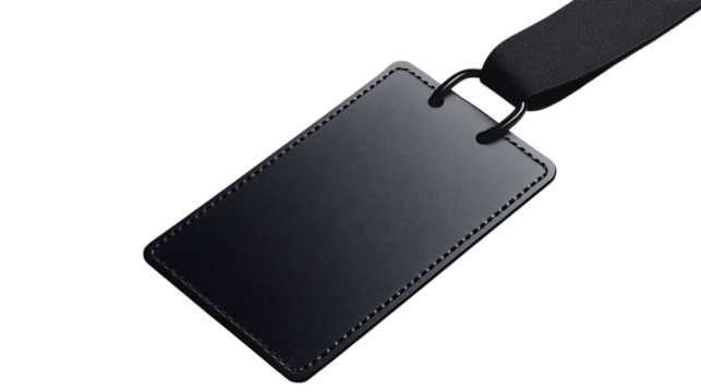 A sleek luggage tag, white background --ar 16:9 - Powered by Adobe