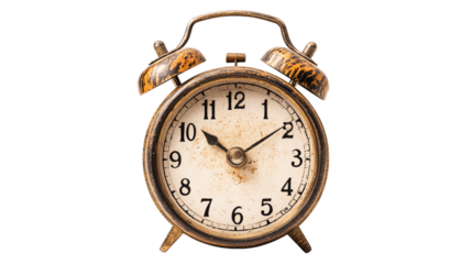 A vintage alarm clock, white background --ar 16:9