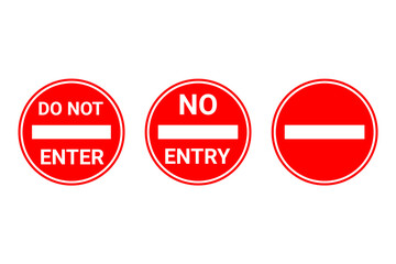 Do Not Enter No Entry Traffic Signs | Red Circle Warning Vector Set PNG