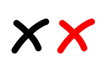 Obraz premium Red Cross Wrong Symbol Icon | Error Mark Vector PNG
