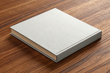 Fototapeta premium Blank Hardcover Book on Wooden Surface Mockup