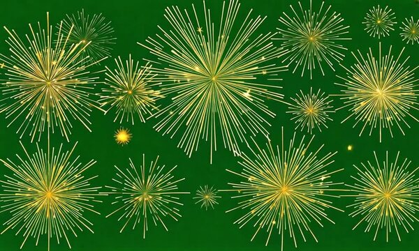 Shimmering Gold Bursts Against Deep Green Twilight