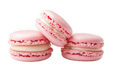 Delicious pink macarons stacked sweet treats bakery confectionery dessert food photography isolated on transparent background
