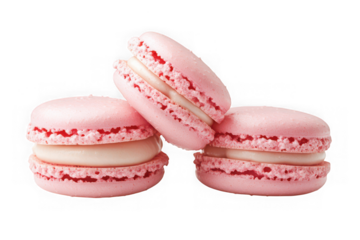 Delicious pink macarons stacked sweet treats bakery confectionery dessert food photography isolated on transparent background