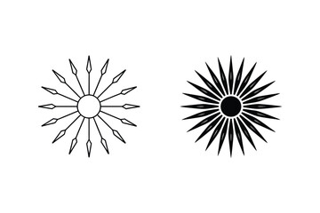 Fototapeta premium Two stylized sunburst designs in black and white perfect for decorative graphic elements
