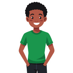 Obraz premium An African American man in a solid color t-shirt, a simple yet confident everyday style.