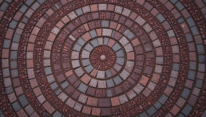 Circular pattern of interlocking stones creating a decorative mosaic design