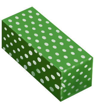 illustration cadeau de noel fait, illustr&eacute; fait main ,fond transparent png, papier cadeau vert isom&eacute;trique avec point blanc