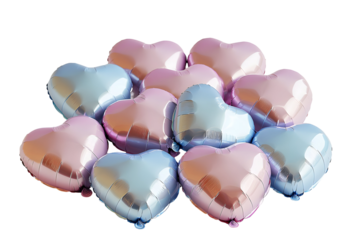 Pastel Heart Balloons Floating on Black Background: A Symbol of Love and Celebration