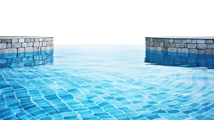 blue water swimming pool with blue tiles isolated on white or transparent png
