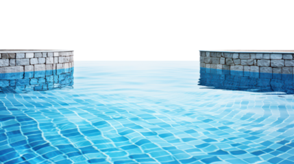 blue water swimming pool with blue tiles isolated on white or transparent png