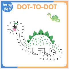 	Dinosaur. Dot to Dot. Connect dots . Game for kids. Vector illustration.	
