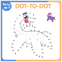 Obraz premium Dinosaur. Dot to Dot. Connect dots . Game for kids. Vector illustration. 