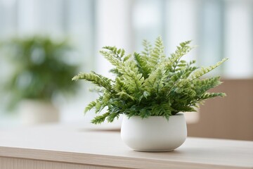 close-up of contemporary office greenery with sleek plant leaves minimalistic design elements and ample copy space