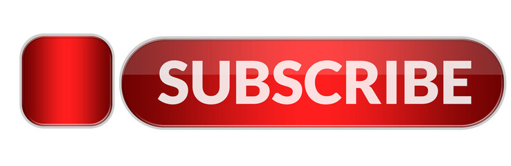 Bright Red Glossy Subscribe Button with Shiny Gradient Finish and Rounded Corners – Eye-Catching Call-to-Action UI Element for YouTube Channels, Websites, and Mobile Apps