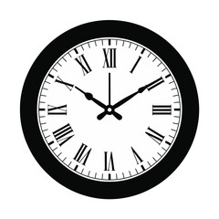 Classic black and white round wall clock