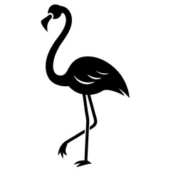 Obraz premium Flamingo Silhouette Icon with One Leg Up Vector