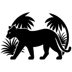 Obraz premium Panther Walking Silhouette Jungle Animal Vector Icon