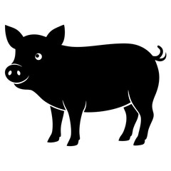 Fototapeta premium Pig Standing Silhouette Cute Farm Animal Vector Icon