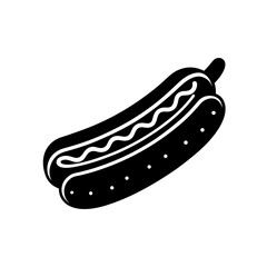 Stylized Hot Dog Illustration Featuring a Sausage in a Bun Topped with Mustard and Relish Condiments