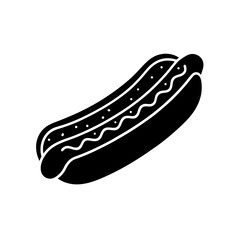 Stylized Hot Dog Illustration Featuring a Sausage in a Bun Topped with Mustard and Relish Condiments