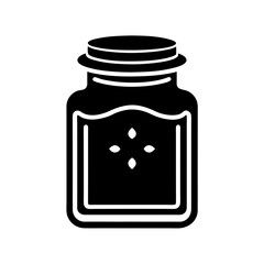 Stylized Black and White Apothecary Jar with Geometric Leaf Pattern Depicting Herbal Remedy and Traditional Medicine