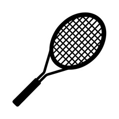 Monochrome Tennis Racket Illustration Sports Equipment for Athletic Games Recreational Activity Exercise and Fitness Gear With Handle and Strings