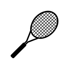 Monochrome Tennis Racket Illustration Sports Equipment for Athletic Games Recreational Activity Exercise and Fitness Gear With Handle and Strings