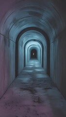 Obraz premium Time never turn back, A surreal collage depicting a tunnel where each forward step erases the past behind.