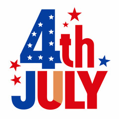 4th of July on white background. 
