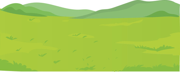 yellow hillside field, flat cartoon landscape vector for outdoor nature, background, park, or illustration design