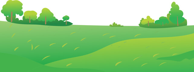 Obraz premium cartoon bush landscape, flat cartoon landscape vector for outdoor nature, background, park, or illustration design