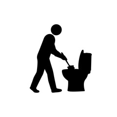 Cleaning toilet silhouette vector flat illustration design.