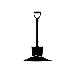 Shovel With Soil silhouette vector flat illustration design.
