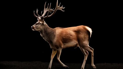 Majestic deer walking gracefully in natural motion sequence - Powered by Adobe