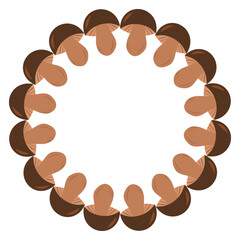 Mushrooms circle frame. Round border made of edible boletus mushrooms. Vector flat wreath isolated on white background