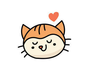 Cute Cat with Heart Shape for a Loving and Playful Pet Theme Vector illustration