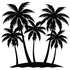 Silhouette of Palm Trees on a Tropical Island  A Black and White Paradise