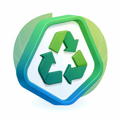 Obraz premium 3D recycle icon with arrows symbolizing environmental awareness and waste recycling process 