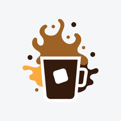 Coffee mug with ice splash vector illustration