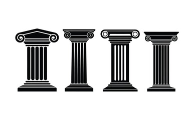 Obraz premium Set of silhouette Greek column vector illustration