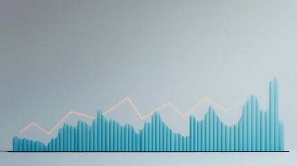 Minimal data visualization using negative space to highlight line graph trends on a light background.